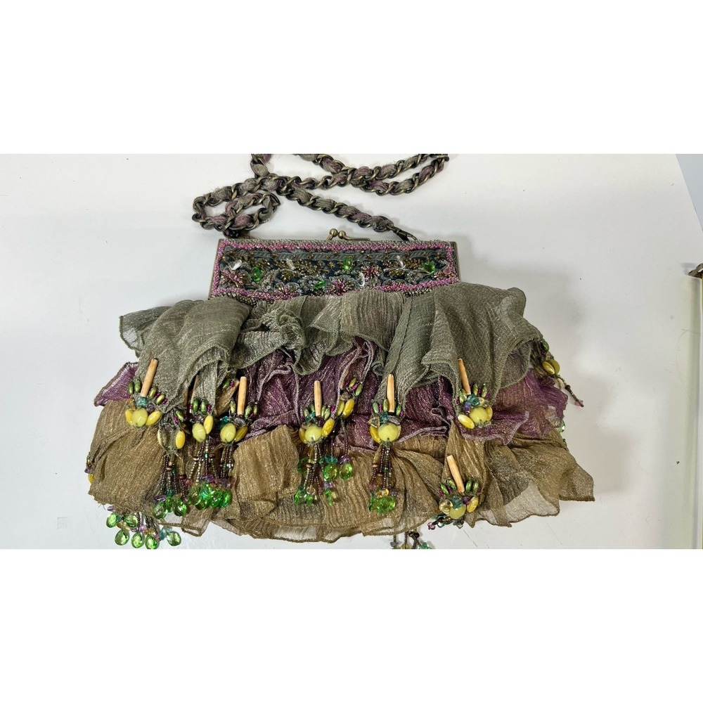 Mary Frances Renaissance Affair Handbag, Out Of Production Ruffle Sheer Beaded